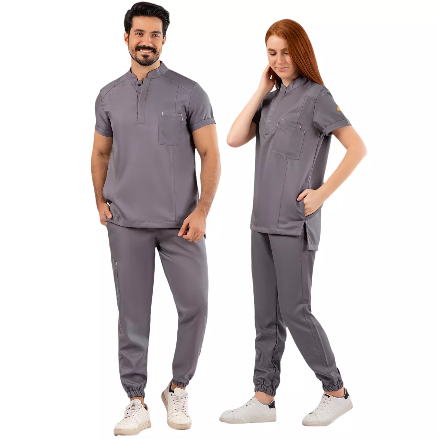 Gray Half Collar Scrub Half Sleeve