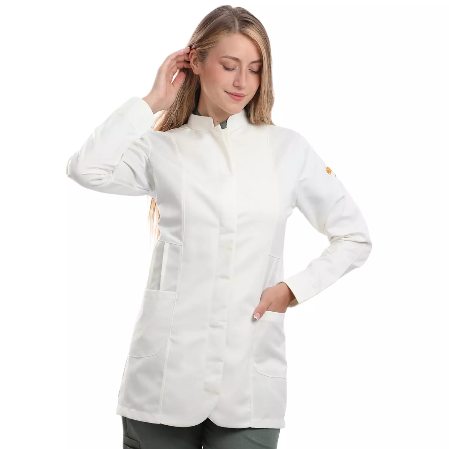 OffWhite Female Half Collar Lab Coat (Long)