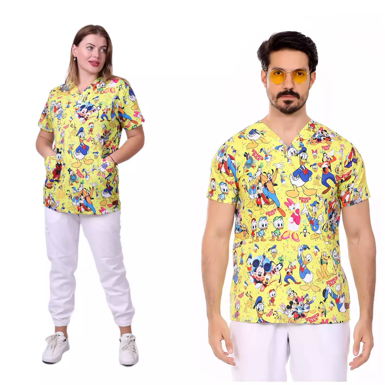 Uni-Sex Donald Duck Printed Scrub