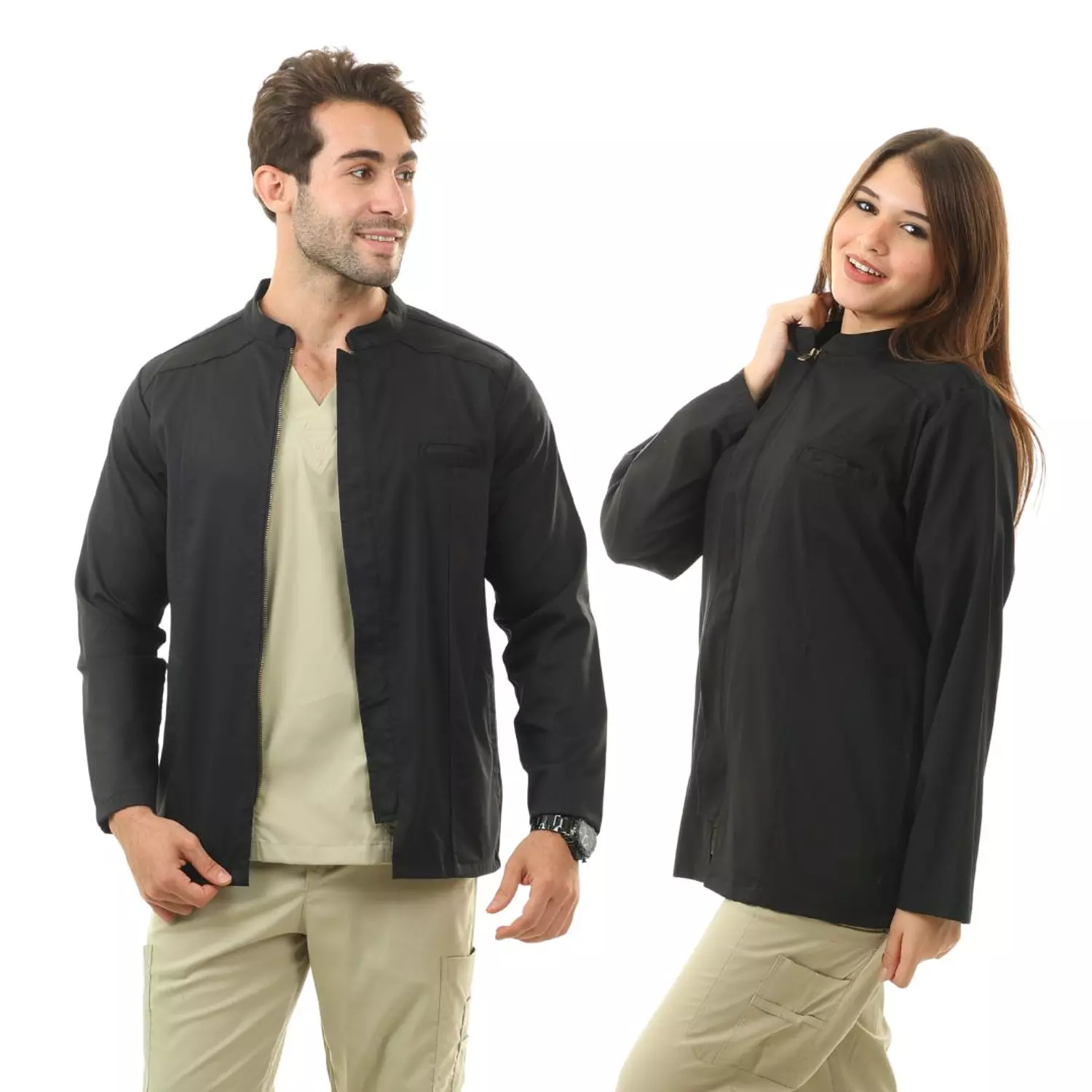 Imperial Lab Coat with Zipper (Black)