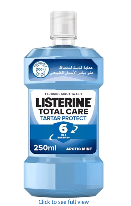 LISTERINE Fluoride Mouthwash, Total Care Tartar Protect, Arctic Mint, 250ml
