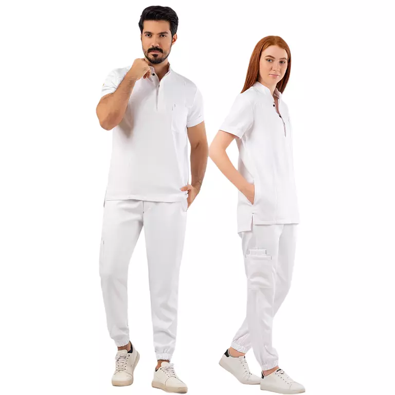White Half Collar Scrub Half Sleeve
