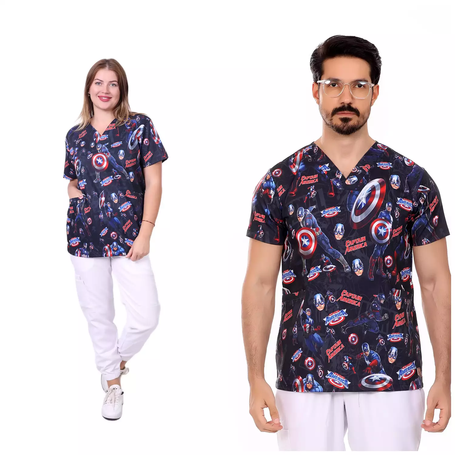 Uni-Sex Captain America Printed Scrub