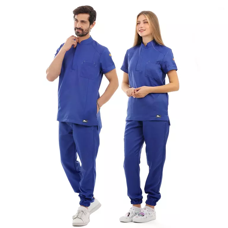 Royal Blue Half Collar Scrub Half Sleeve