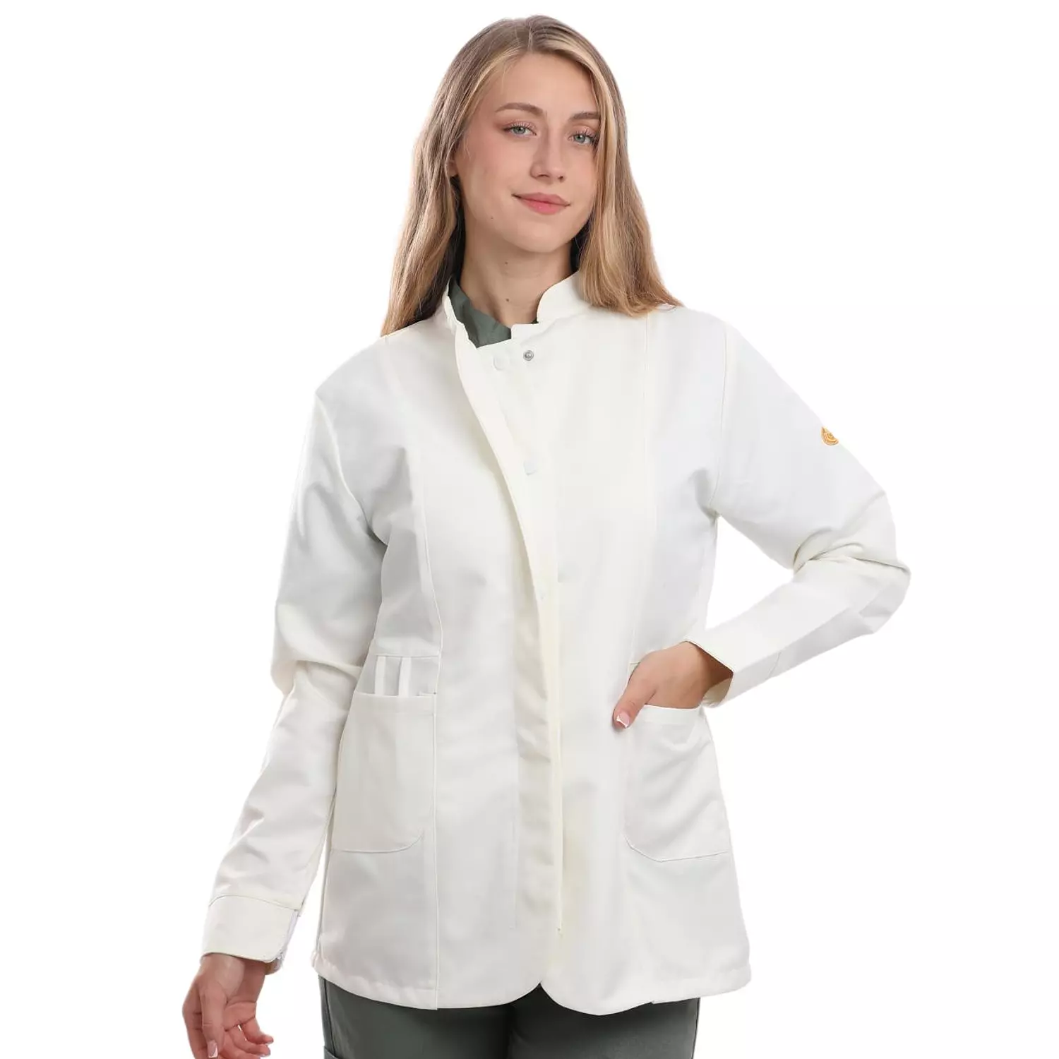 OffWhite Female Half Collar Lab Coat (Short)